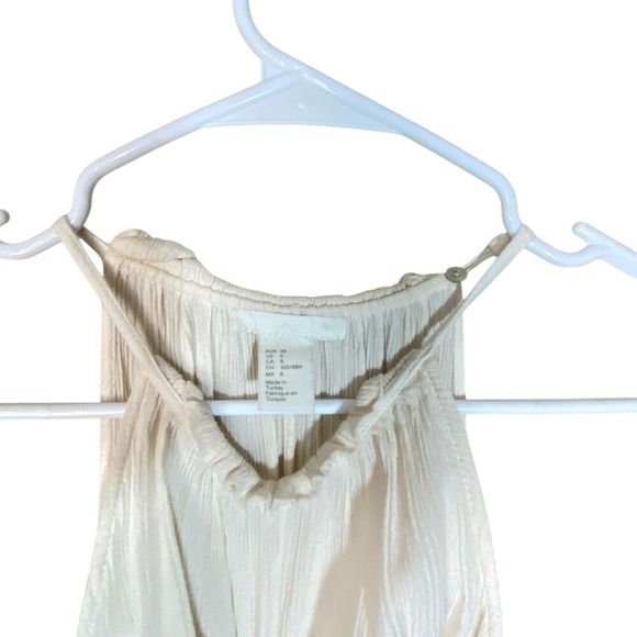 H&M Conscious Cream White Ruffle Halter Neck Tiered Maxi Dress Size 8 - Picture 4 of 4